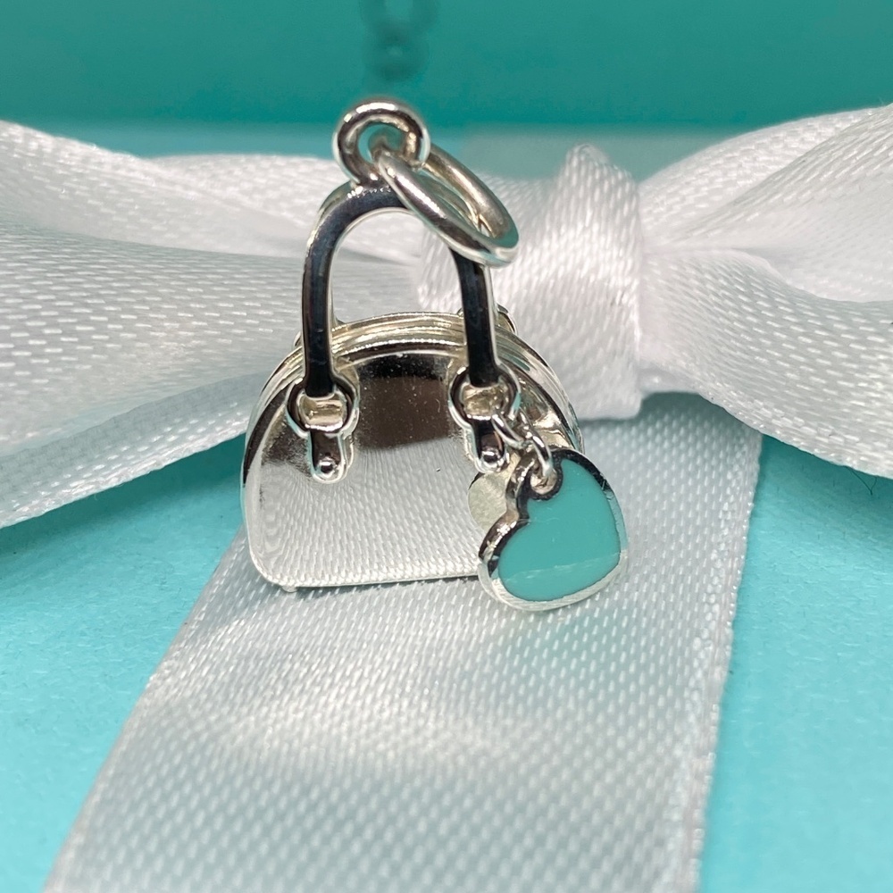 RARE Tiffany & Co. Blue Enamel Heart Purse Charm Pendant  NEW w/ Box & Pouch 925 - Picture 6 of 7